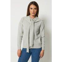 Long Tall Sally Women's Tall Scarf Detail Cardigan in Grey | Size: 8-10
