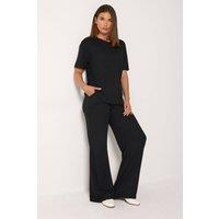 Long Tall Sally Women's Tall Premium Wide Leg Trousers in Black | Size: 8XL