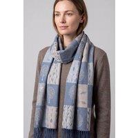 Vellin Women's Enchanted Forest Mosaic Scarf with Tassel Fringe in Baby Blue
