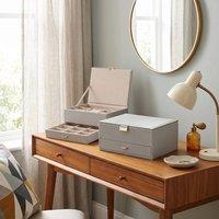 HOME LUXE INTERIOR Home Luxe Faux Leather Jewellery Box Organiser with Drawer | Off-White