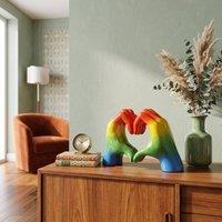 HOME LUXE INTERIOR Home Luxe Rainbow Hands Of Love Heart Gesture Sculpture | Multi