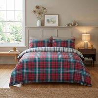 Rapport Home Ross Check Christmas Reversible Duvet Cover Set in Red | Size: King