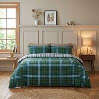 Rapport Home Ross Check Christmas Reversible Duvet Cover Set in Green | Size: King