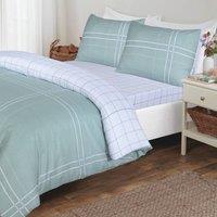 Rapport Home Hudson Check Microfibre Complete Duvet Cover Set With Pillowcase in Green | Size: Single