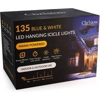 Christow Christmas Icicle Lights Indoor Outdoor Flashing 135 LED 4m in Blue