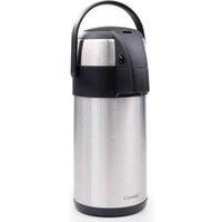 Crystals 3L Air Pot Flask Tea Coffee Pump Action Vacuum Insulated in Metallic Silver