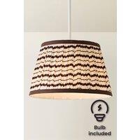 ValueLights Wickham Medium Stripe Print Taper 28cm Ceiling Lamp Shade & Bulb in Brown