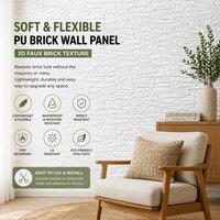 ENER-J Britwall Soft Flexible White PU Faux Brick Wall Panel 1200 x 600 x 3 mm Pack of 2 White