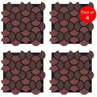 ENER-J Wave Arc Design Acoustic Wall Panel Soundproof PET MDF (Pack of 4) in Dark Brown