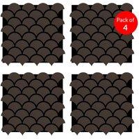 ENER-J Modern Fish Scale Pattern Acoustic Wall Panel PET MDF Size 640 x 665mm (Pack of 4) in Brown