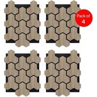 ENER-J Geometric Hexagon Wooden Acoustic Panels 620x800mm PET MDF (4) in Light Brown