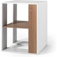 Costway 2-Tier End Table Sofa Side Table w/ Storage Shelf Bedside Table in White