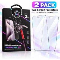 BluCore 2 Pack Tempered Glass Screen Protectors for iPhone 15 Pro Max in Clear