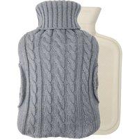 VOGREX Grey 2L Natural Rubber Hot Water Bottle Knitted Cover Heat Therapy