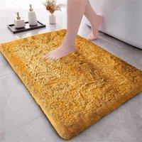 PAWNORA Ocher 50 x 80 cm Non Slip Shaggy Bath Mat in Mustard