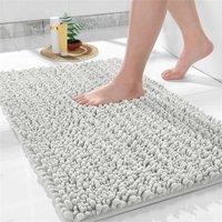 PAWNORA White 60 x 90 cm Bath Mat Non Slip in Light Grey