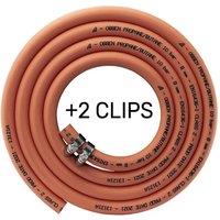 NESTLUNE PROPANE BUTANE GAS PIPE 3m with 2 hose clips 8mm in Orange | Size: 10kg