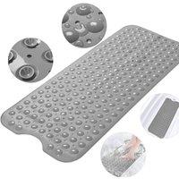 PAWNORA Grey 38 x 70 cm Non Slip Rubber Bath Mat