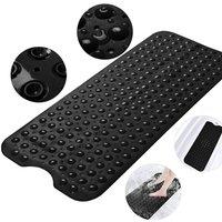 PAWNORA Black 40 x 100 cm Non Slip Rubber Bath Mat