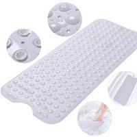 PAWNORA Crystal 40 x 100 cm Non Slip Rubber Bath Mat in White