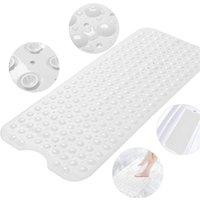 PAWNORA White 38 x 70 cm Non Slip Rubber Bath Mat