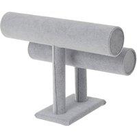 FORGEVIO Grey Double Layer Velvet Jewelry Holder