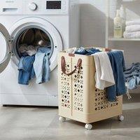 FORGEVIO L-38x31x54CMFoldable Laundry Basket Dirty Clothes Storage in Cream | Size: 38 x 31 x 54 cm