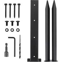 NESTLUNE Heavy Duty Fence Post Repair Stake Kits Anchor Ground in Black