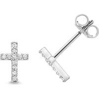Cervin Blanc Women's Lab Grown Diamond Cross Earring Studs in Silver 0.10CT