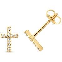 Cervin Blanc Women's Lab Grown Diamond Cross Earring Studs in Silver Gold Plated 0.10CT