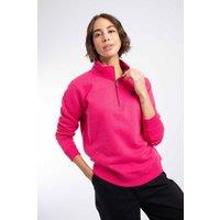 Weird Fish Women's Avery 1/4 Zip Sweatshirt in Dark Pink | Size: 14