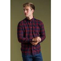 French Connection Men's Cotton Large Gingham Flannel Long Sleeve Shirt in Wine | Size: Medium