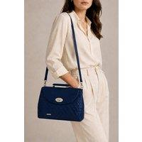 LARANGE Women's Quilted Top Handle Satchel Crossbody Bag in Navy | Size: 1 Pack