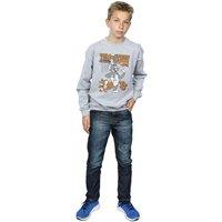 Tom & Jerry Boy's Spinning Basketball Sweatshirt in Grey | Size: 9 Years