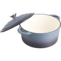 Living and Home Enameled Cast Iron Dutch Oven Pot Rust-resistant Cookware with Lid in Grey | Size: 2L