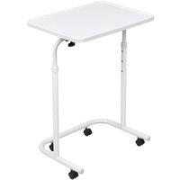 Garden Sanctuary Height Adjustment Side Table with Wheels in White