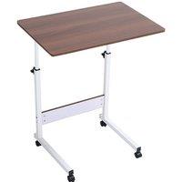 Garden Sanctuary Height Adjustable Mobile Table Overbed Desk with Wheels in Walnut