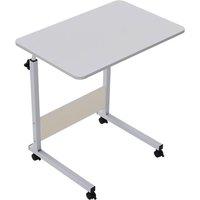 Garden Sanctuary Height Adjustable Mobile Table Overbed Desk with Wheels in White