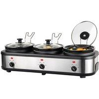 Daewoo 3 x 1.5L Electric Triple Slow Cooker With Keep Warm - Black