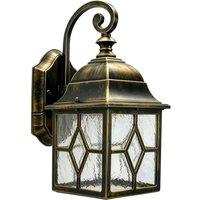 First Choice Lighting Winchester Black Brushed Gold Outdoor Lantern Wall Light