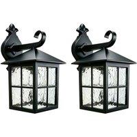 First Choice Lighting Set of 2 Somerset Black Outdoor Lantern Wall Lights