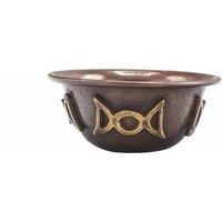 KDMD Antique Copper Ritual Bowl with Triple Moon 8x4cm in Grey | Size: 8x4 cm