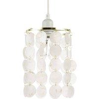 Happy Homewares Pendant Light Shade with Cascading Natural Capiz Style Shell Discs in Ivory