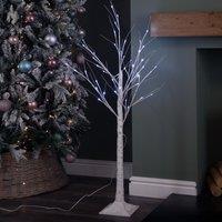 Samuel Alexander 1.2m (4ft) Light up White Christmas Birch Tree with 48 Ice White LEDs