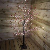 Samuel Alexander 120cm 4ft Christmas Lit Black Twig Tree Red Berry 400 Warm White LED