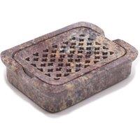 KDMD Soapstone Soap Dish & Drainer 11x8cm - Classic Square Design in Mauve | Size: 11x8 cm