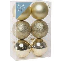 KDMD 8cm Champagne Shatterproof Baubles x6 2 Pack in Gold