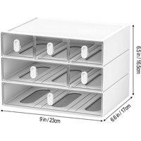 FORGEVIO 23x17x16.5cm 3Tier Drawer Desk Organiser in White | Size: 23x17x16.5 cm