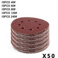 NESTLUNE 50x Self Adhesive Sanding Discs 120mm 40-240 Grit Sand Paper in Brown