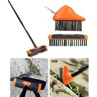 NESTLUNE Orange Cleaning & Weeding Brush 3 In 1 Garden Patio Twin Heads | Size: 100 cm x 60 cm